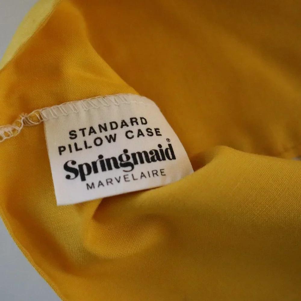 VTG Springmaid Marvelaire Mustard Brown Stripe Pillowcase Set of 2 Mid Century